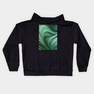 Stranded Strain. Emerald Green Abstract Art Strands Kids Hoodie